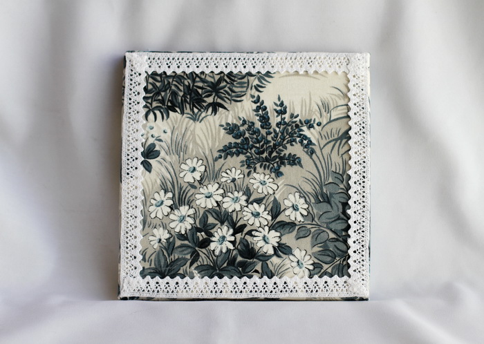 Tablou textil handmade flori dantela (1)