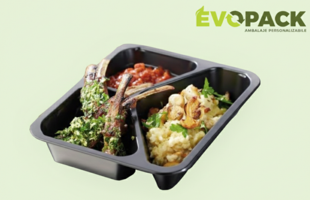 Ce oferte au EVOPACK la caserole din plastic de unică folosință, compartimentate, termosudabile